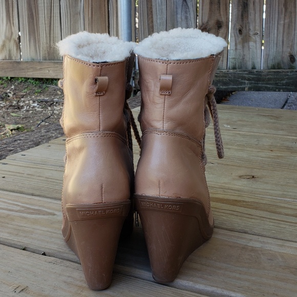 Authentic Michael Kors SheepFur Leather Wedge Boot - Picture 7 of 8